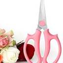 Leize Flower Scissors, Premium Thickened Stainless Steel Floral Shears, Strong Pruner for Flowers, Branches and Leaves (Pink Slender)