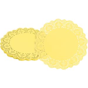 uxcell 100pcs Yellow Paper Doilies, 6.5 Inch Lace Paper Placemats for Cakes Table Decor Crafts Party Weddings
