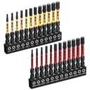 Impact Hex Head Allen Wrench Drill Bit Set, 24PCS, 2-inch (Metric & SAE), Premium S2 Steel 1/4" Hex-Shank Hex Bit Set, CNC Machined Magnetic Screwdriver Bit Set, Storage Box, Automotive Home (Yellow/Red)