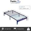 Twin Metal Platform Bed Frame with LED Light Strip & Charging Station, 12.6 Heavy Duty Steel Slat Support, Noise-Free, Anti-Slip Mattress Stopper, No Box Spring Needed, Easy Assembly, Black