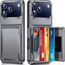 LeYi for iPhone-17-Pro-Max Case Wallet, Grey Card Holder for i Phone 17 ProMax Cases Military Grade Shockproof Anti-Yellowing Heavy Duty Women Men Funda para Cover for iPhone 17Pro Max (Gray)