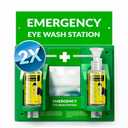 BPA Free Portable Eye Wash Station OSHA Compliant - Wall-Mounted First Aid Eye Wash Kit w/Mirror & 2X 16oz Empty Bottles - No Eye Wash Solution Included - Emergency Eyewash - Set of 2 (Green)