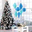 Watersay 10 Pcs Jumbo 10-14 Inch Christmas Honeycomb Paper Ornaments Hanging Xmas Honeycomb Balls Reusable Vintage Christmas Paper Lantern for Holiday Indoor Tree Party Decor (Blue Colors)
