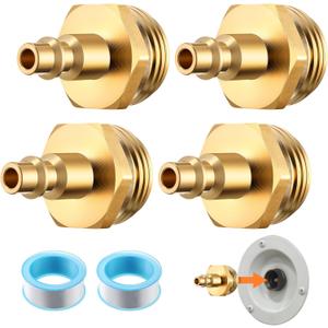 Feekoon 4 Pack RV Blowout Plug for Winterization Features Brass Quick Connect Aids for Easy Attachment 1/4" NPT Quick Connect Blow Out Plug, Essential RV Winterizing Tool Prevents Freeze Damage