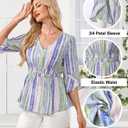 Timeson Ladies Tops and Blouses: 3/4 Sleeve Fall Outfits — Plus Size Blouses for Women — Womens Dress Shirts Business Casual Clothing Ladies Tops Dressy Work Elegant Office Wear Peasant Flowy Tunic