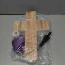 He Is Risen Solar Cross Easter Decorations for Home Outside Lighted Wood Grain Stake with 59" Purple Scarf Religious Christian Memorial Sign for Cemetery Grave Garden Yard Holiday Patio Lawn