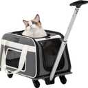 PETSFIT Airline Approved Cat Carrier with Wheels Designed for Small Dogs/Cats with Adjustable Safety Rope & Removable Wheels