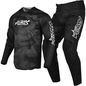 Motorcycle Jersey Pant Combo MX Motocross Gear Set Cycling Dirt Bike Mountain Bike Offroad Racewear Adult (Black White, Jersey XXXXL / Pants W42
