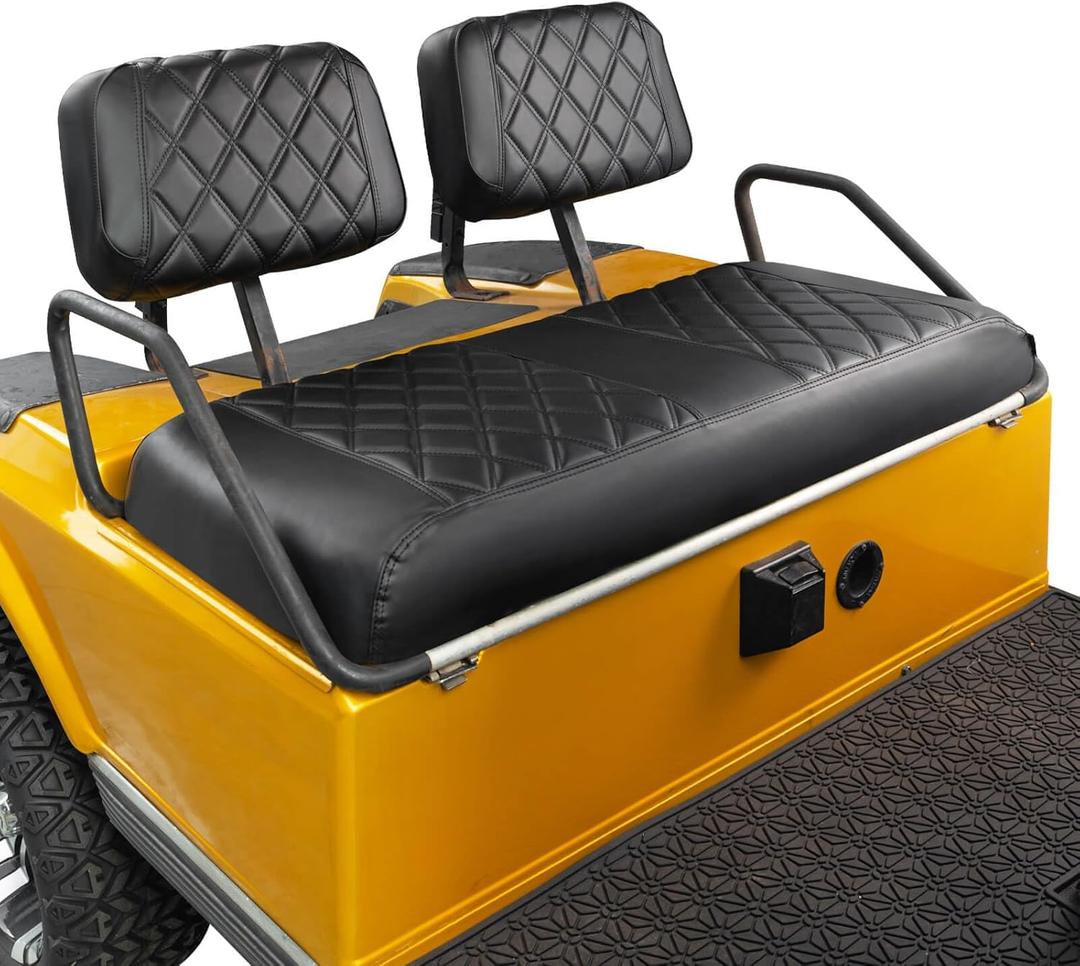 NOKINS Golf Cart Seat Covers Fit Club Car DS Pre-2000 OEM Ordinary Front Seat Cushion, Golf Cart Leather Diamond Replacement Front Seat Cover Black Stitching No Stapler Required