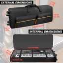 ORKELS 73/76 Key Keyboard Case with Wheels & Adjustable Shoulder Straps– Padded Rolling 76 Key Gig Bag with 4 Accessory Pockets, for Digital Piano, Synthesizer & Keyboard, For 73-76 Key-48.2"x19.1"x6.5"