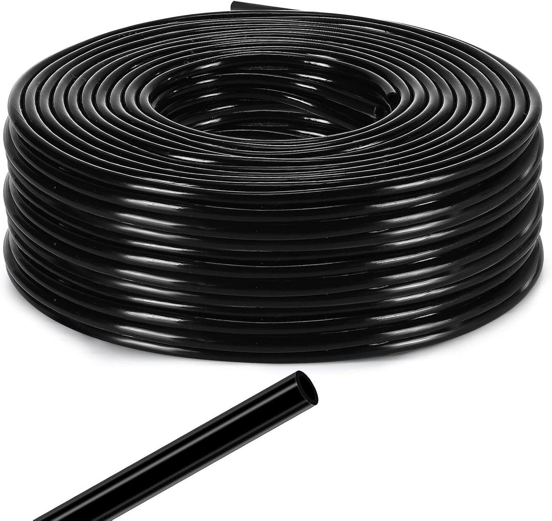 656 Feet 1/4 Inch Drip Irrigation Tubing Irrigation Hose Garden Watering Tube Line, Drip Line Watering Automatic Irrigation Equipment Set for Garden Irrigation System Flower Patio Lawn(Black)