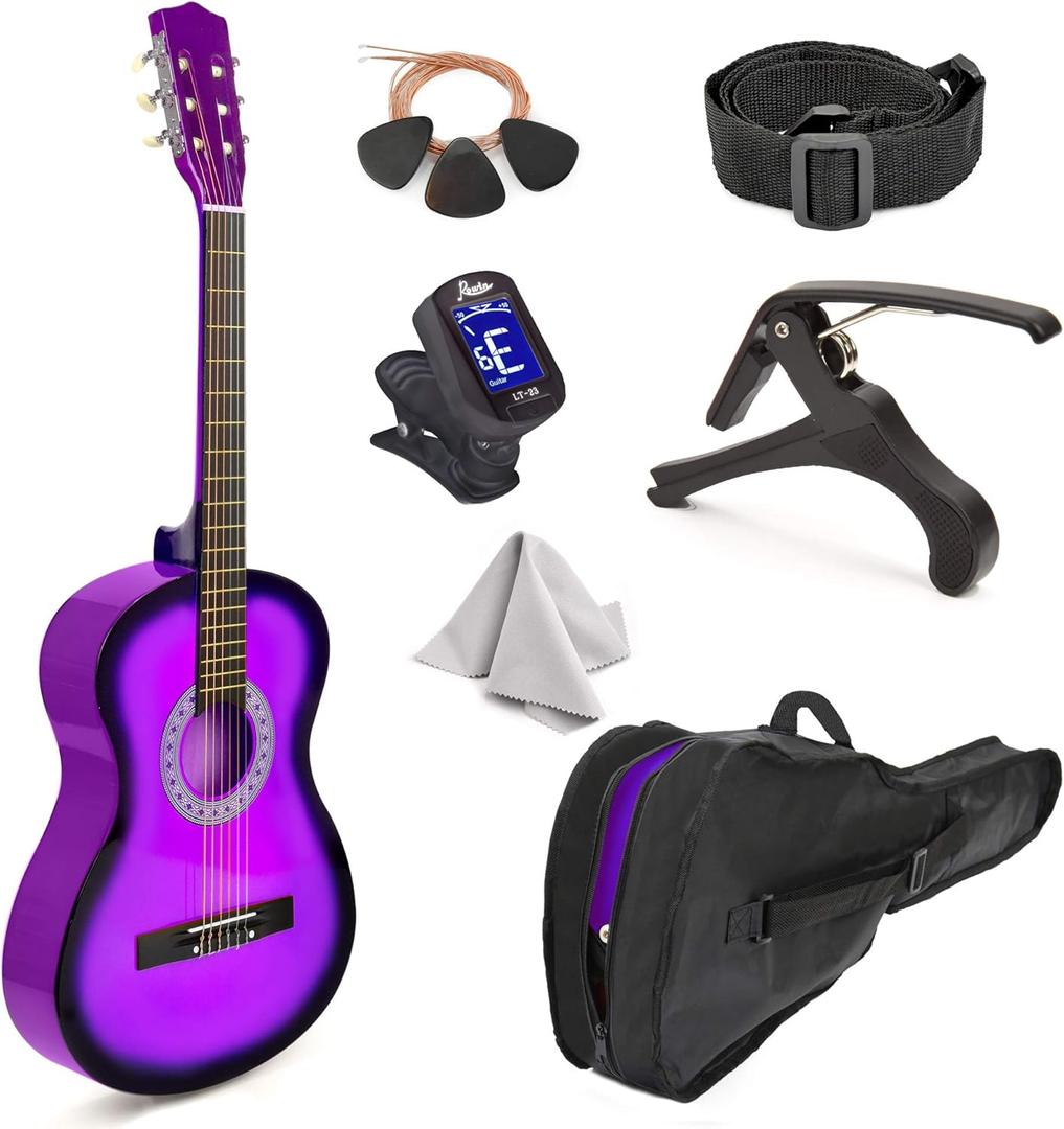 30" Wood Classical Guitar with Case and Accessories for Kids/Girls/Boys/Beginners (Purple Gradient)