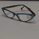 Turquoise Blue Funky Cat Eye Reading Glasses for Women Stylish Premium Readers with Spring Hinges, Solid & Sturdy Frame, Scratch Resistant Lenses Fashion Fit for All Face Shapes, Strength +3.50