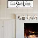 Home Sweet Home Wall Decor: Modern Farmhouse Rustic Sign 12" x 40", Master Bedroom Above Bed Framed Hanging Plaque, Family Decorative for Living Room