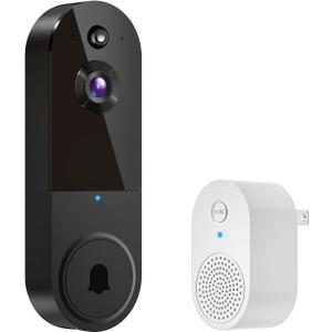 BoomChill 1080p Wireless Video Doorbell Camera, AI Human Detection, 2-Way Talk, Live View, Night Vision, Cloud Storage, 2.4G WiFi Only, Battery Powered, Indoor Outdoor Surveillance (Black)