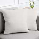 lalaLOOM Velvet Throw Pillow Covers, Set of 2, 20x20 Decorative Square Pillows Home Decor, Soft Accent Cases, Silky Machine Washable Pillowcases for Sofa, Couch, Bedroom, Living Room, Cream