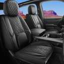 Custom Fit Chevy Silverado GMC Sierra 1500 2007-2025 2500/3500 HD Crew Cab Full Set Car Seat Covers - 5 Pack, Premium Faux Leather Truck Seat Protector with Airbag Compatible Design, Black