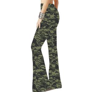 WSPLYSPJY Women's Print Stretch Bell Bottom Flare Palazzo Pants Trousers Camouflage M