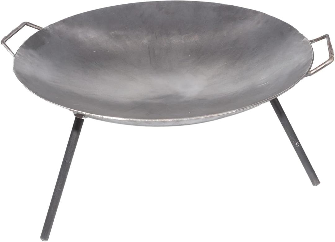 Fiesta Brands 22" Carbon Steel Discada with Removable Legs, High Heat Cooking Skillet, Disc BBQ, Cowboy Wok (23 inches) (9.3" x 9.3" x 1.2")