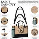 Personalized Gifts for Women Tote Bag, Initial Jute Tote Bag & Makeup Bags Monogrammed Beach Bag w/ Zipper, Mothers Day Birthday Gifts for Women Her Friends Mom Daughter Sister Grandma Teacher Nurse