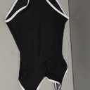 BMJL Women's One Piece Swimsuit Sports Adjustable Strap Bathing Suit Color Block Ribbed High Cut Swimsuits (Black029)(X-Small)