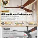 72" Ceiling Fans Without Lights, 72 inch Ceiling Fan No Light, High CFM Quiet 3 Blade Wood Walnut Ceiling Fan, Large Modern Outdoor Fan with Remote, Propeller Outdoor Ceiling Fans for Patios