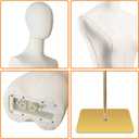 Female Mannequin Torso Dress Forms for Sewing Manicanequin Body Gold Metal Stand Detachable Head for Clothing Dress Jewelry Display, No Hands