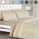 Mueller UltraTemp 6 PC Queen Sheet Set - Ultra-Soft Luxury Series, Cooling & Breathable Hotel Luxury Bed Sheets, Deep Pocket Wrinkle-Free Oeko-TEX, Cream