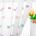 MYSKY HOME Rainbow Pom Pom Curtains for Living Room Light Filtering 84 Inch Long Bedroom Curtains for Nursery Girls Kids Room Rod Pocket Bohemian Voile Window Drapes 52 x 84 inch 2 Panels