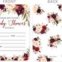 Andaz Press Fall Autumn Burgundy Maroon Floral Flowers Party, 5x7-inch Fill in The Blank Baby Shower Invitations with Envelopes, 24-Pack, Double Sided Printing, Includes Cards & Envelopes