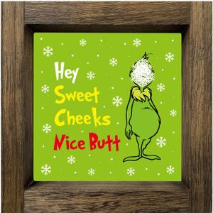 Funny Christmas Decorations, Christmas Wooden Sign for Home Bathroom Decor, Holiday Art Prints with Wood Frame, Xmas Tiered Tray Decor Party Supplies, White Elephant Gifts Stocking Stuffer, 7x7 Inch (Sweet)