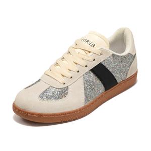 BAYYIRES Women’s Glitter Sneakers, Sparkly Casual Shoes with Cushioned Insole and Non-Slip Gum Sole, Cute Trendy Walking Shoes for Street Outfit,Black,38