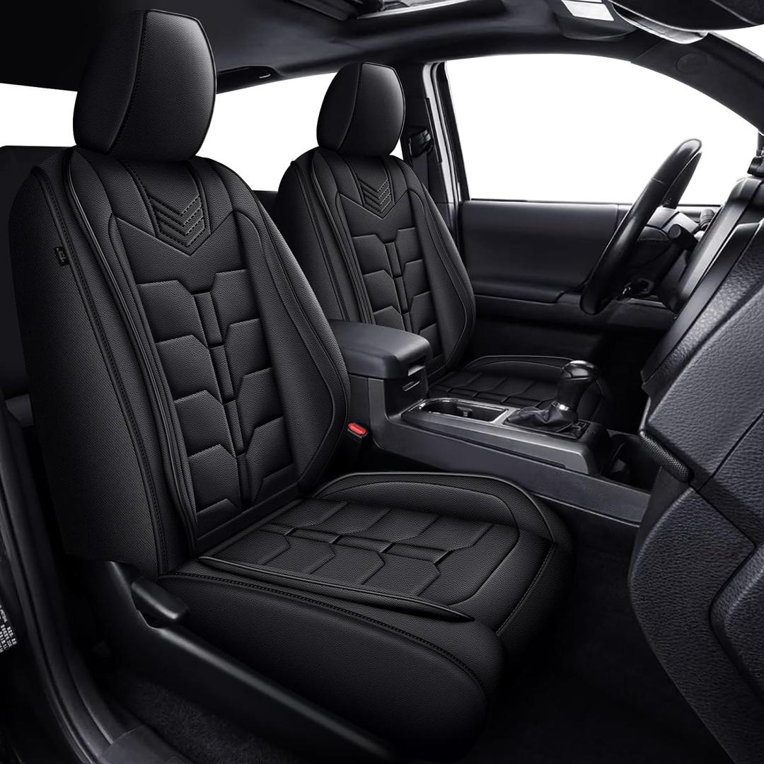 Seat Covers Fit for Tacoma:2005-2023 - Full Set Car Seat Covers Fit for Toyota Tacoma - Truck Pickup Double/Crew Cab SR SR5 TRD Sport TRD Off-Road PreRunner Trims (5 Seats,Black)