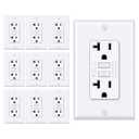 BESTTEN 20 Amp GFCI Outlet with Thinner Design, GFI Electrical Outlet with LED Indicator, Non-Tamper-Resistant GFCI Receptacle, Wallplate Included, ETL Certified, 10 Pack, White