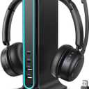 Bluetooth Headset, Wireless Headset with Mic for Work, Qualcomm Dongle, 5.4 Headsets with Microphone for Work, Wireless Noise Cancelling Headphones (Black)