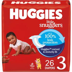 Huggies Size 3 Diapers, Little Snugglers Baby Diapers, Size 3 (16-28 lbs), 26 Count