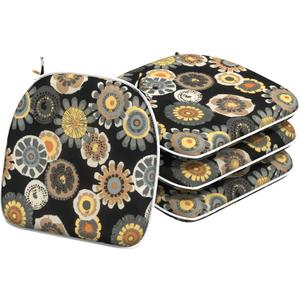 Indoor/Outdoor Chair Cushions 16x17 Inch, Patio Chair Cushions with Ties, All Weather Seat Cushions for Patio Furniture Home Garden Chair Use, Set of 4,Black Yellow Crosby (4 Count) Indoor/Outdoor Chair Cushions 16x17 Inch, Patio Chair Cushions with Ties, All Weather Seat Cushions for Patio Furniture Home Garden Chair Use, Set of 4,Black Yellow Crosby (4 Count)