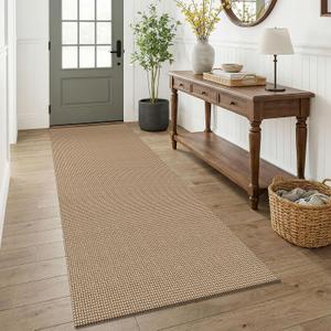 KOZYFLY 3x7 Washable Kitchen Runner Rug, Non Slip Wide Runners for Hallway, Cotton Entryway Runner, Braided Floor Carpet for Entry, Kitchen, Bedside, Hall, Orange Beige/Tan/Brown