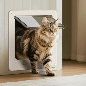 LIBBEPET Thin Cat Door, Safety Pet Door for Cats Up to 25 lbs, Interior Cat Door with 4 Way Locking for Window, Sliding Door and Cat House, Easy to Install, Extra Large (XL-Inner Size: 7.7"W x 8.7"H)