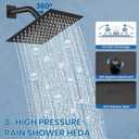 Shower Faucet Set with Tub Spout, 8 Inch Square Wall Mounted Rainfall Shower Head with Rough-in Valve Body, Bathroom Shower Trim Kit Single Function RV Shower System(Matte Black)