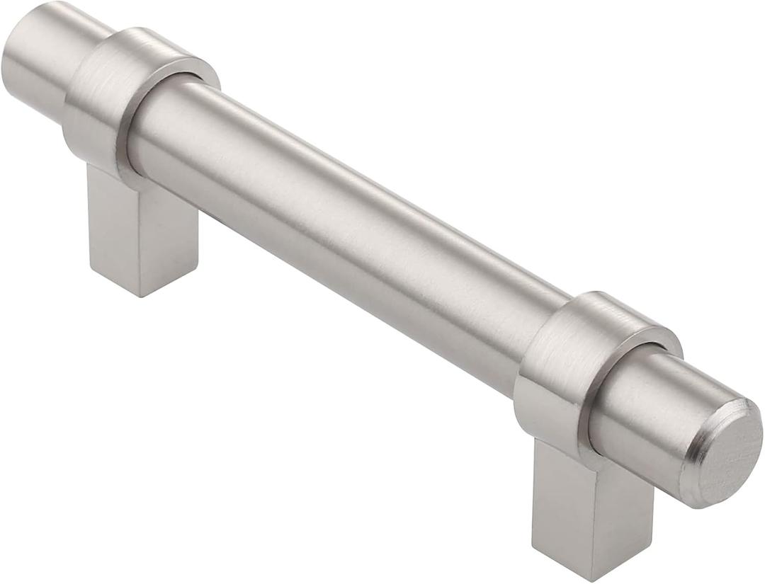 Alzassbg 10 Pack Cabinet Handles Brushed Satin Nickel, 3 Inch(76mm) Hole Centers Cabinet Pulls Straight Bar Kitchen Hardware Drawer Dresser Handle Pull AL3081SN