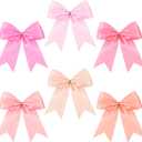 Easter Pastel Tie Bows Satin Ribbon Bows with Twist Tie Craft for Easter Gift Wrapping Baby Shower Wedding Birthday (6 x 6 Inch, Pink)