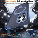 Compatible with Samsung Galaxy S23 Ultra Case with Magnetic Ring Stand, Military Drop Protection, Anti-Scratch/Anti-Fingerprint Translucent Matte Case for S23 Ultra (Dark Blue)