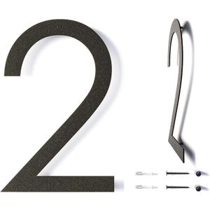 12 Inch Modern Floating House Numbers for Outside | Large Metal House Numbers for Outdoors | Black Coated Rust-Proof Home Address Numbers/Plaques | Metal Numbers