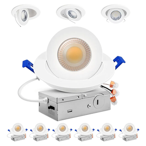 Adetu 4 inch 5CCT Gimbal Led Recessed Lights, 360°+90° Adjustable Directional Recessed Lighting, 2700K/3000K/3500K/4000K/5000K Dimmable Retrofit Eyeball Can Lights with Jbox, ETL(White, 1 pack)