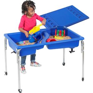 Children's Factory Neptune 24" Large Sensory Table, Sandbox with Lid, Water Table for Kids Blue