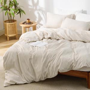 Bedsure Duvet Cover King Size - Soft Cationic Dyed Duvet Cover Set for Kids with Zipper Closure, 3 Pieces Bedding Set(Beige, 104"x90")