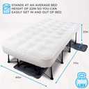 Ivation EZ-Bed (Twin) Inflatable Air Mattress with Frame & Rolling Case, Built-in Deflate Defender Dual Pump Technology - 3 Min Self Inflate/Deflae Raised Blow up Bed on Legs, Premium Coil Design