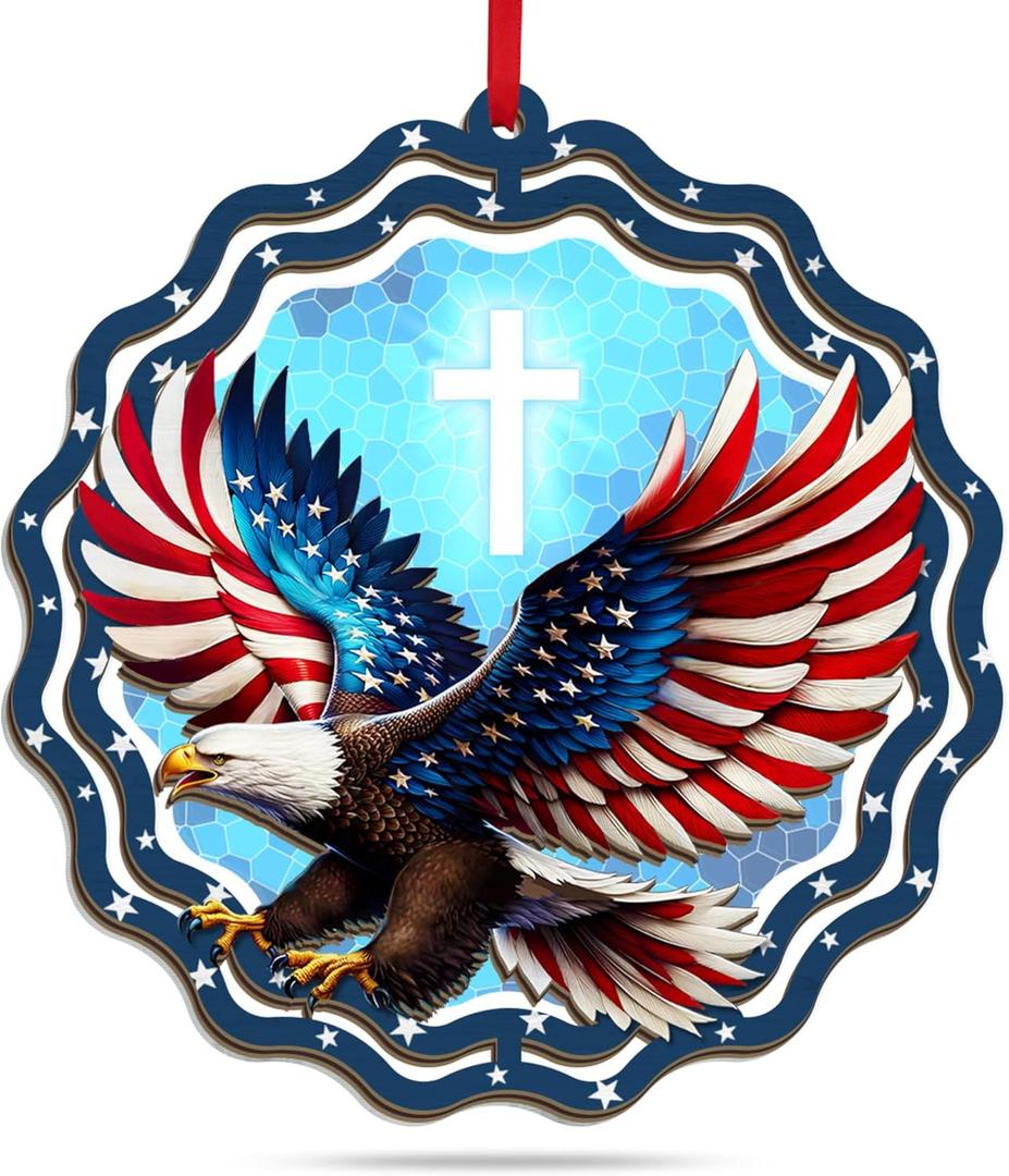 10 x FLAGWIX Christmas Bald Eagle Gifts for Men Women - American Eagle Suncatcher Ornaments 2025 for Tree Decorations - Christmas Ornaments for Home Decor, Eagles Gifts for Mom Dad, Friend Gift Ideas