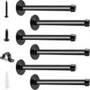 6 Pack Pipe Shelf Brackets 8 Inch, Industrial Iron Pipe Floating Shelves Bracket Heavy Duty Metal Shelving Brackets for DIY Shelves